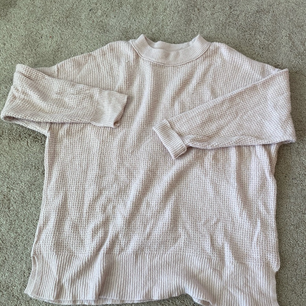 Aerie pink Waffle sweater